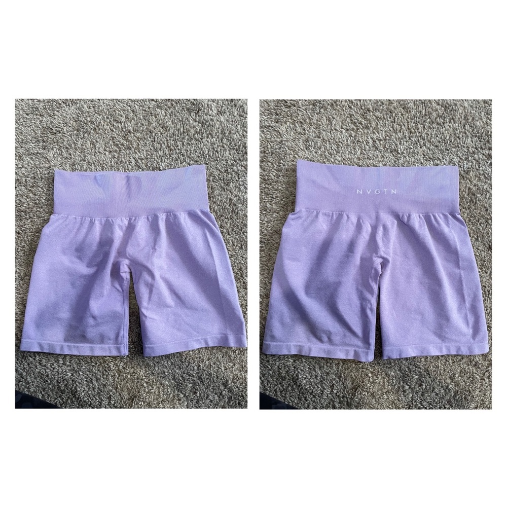Purple NVGTN medium shorts.